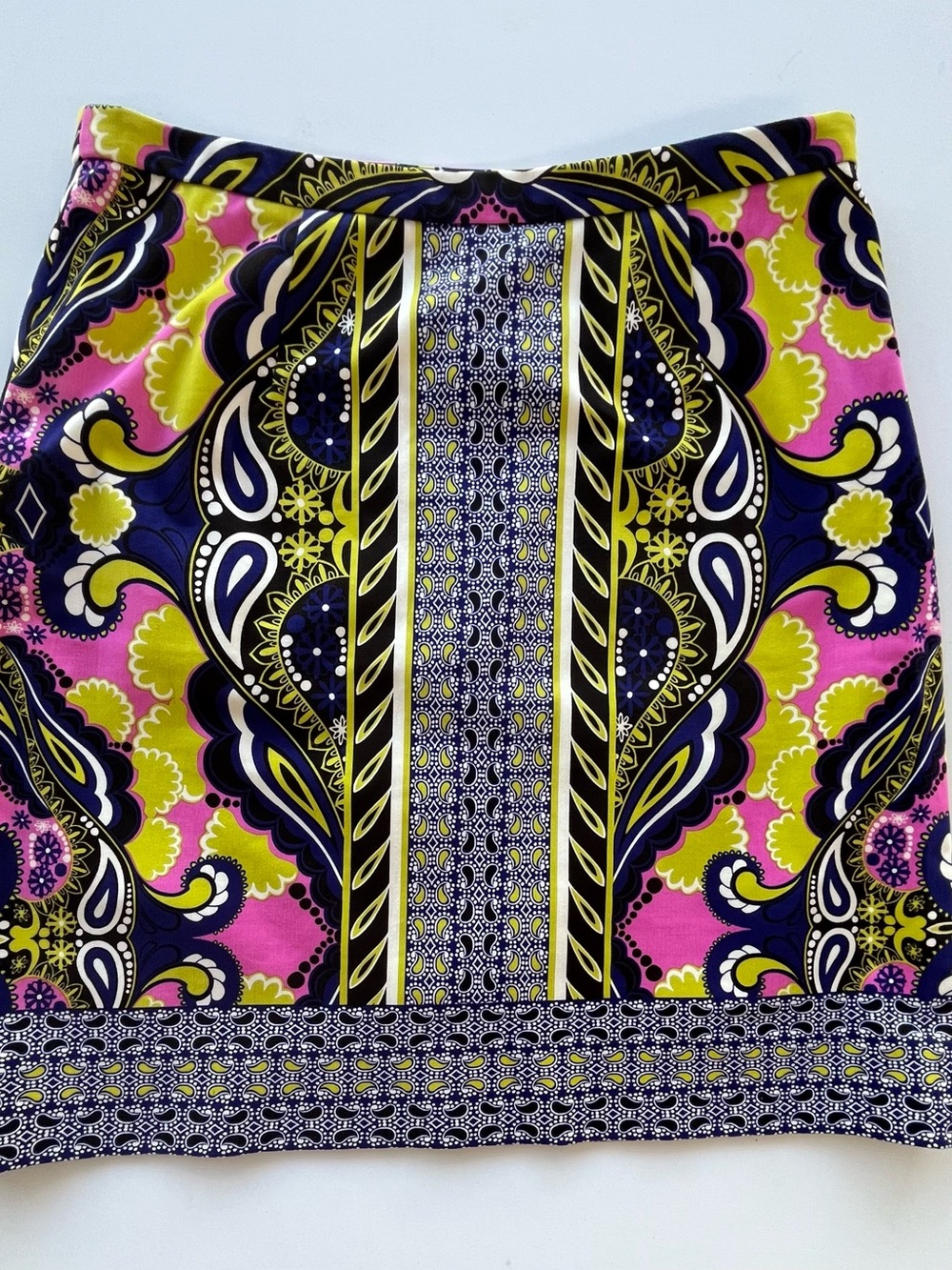 Etcetera Pink, Yellow & Navy Printed Mini Skirt cotton spandex